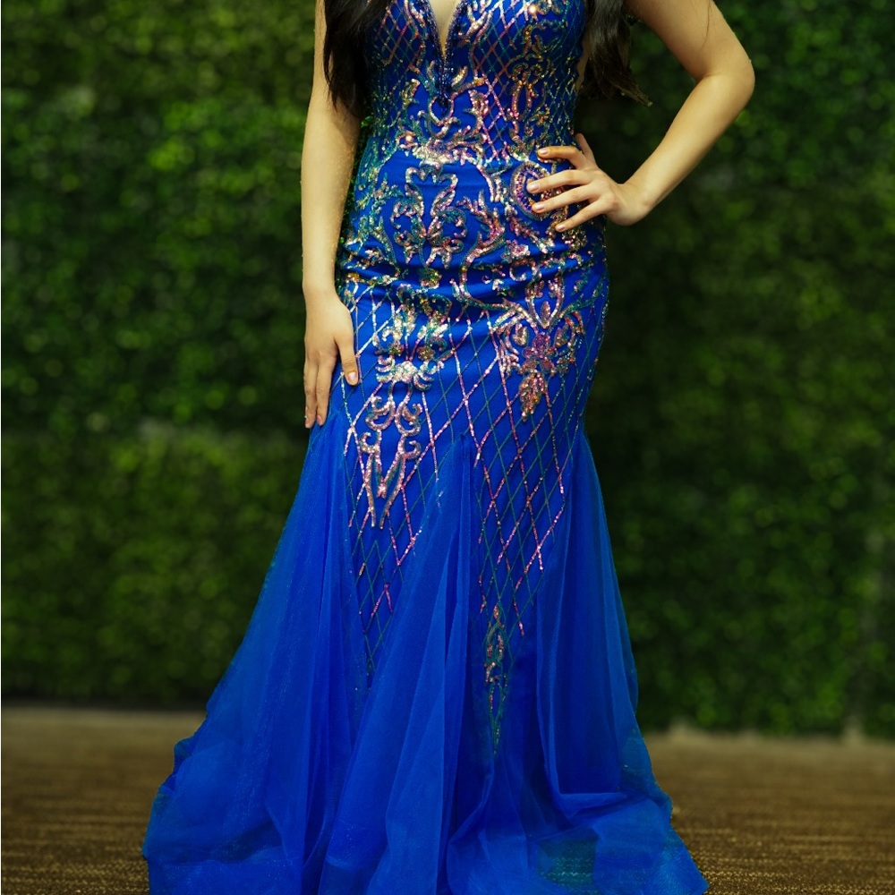 Elegant Blue Embellished Gown